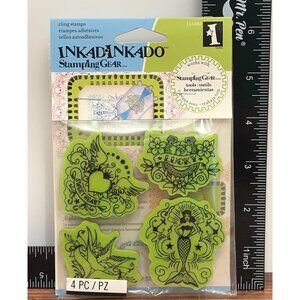 !USED ONCE! Inkadinkado Stamping Gear Cling Stamp Set 65-32033 VTG TATTOOS